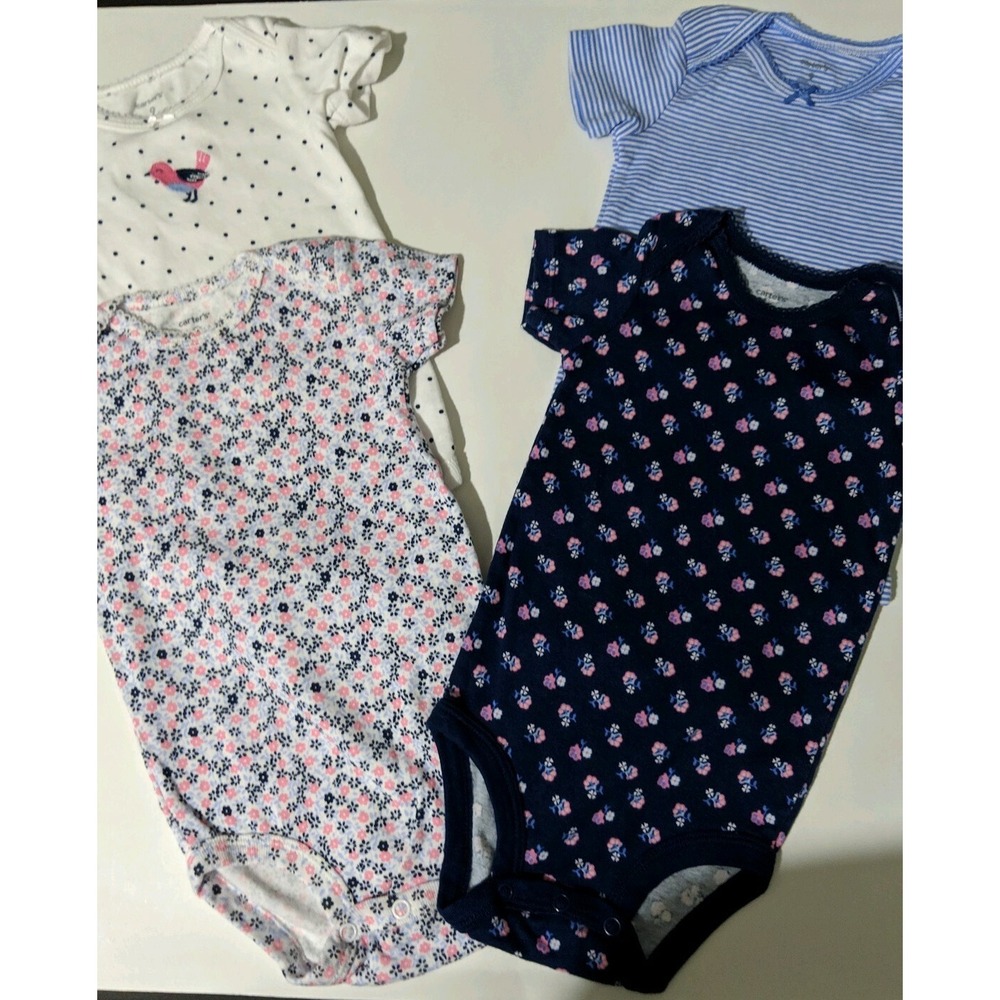 Carter's lot of 4 Baby Girl One Piece Body Suits size 9 months